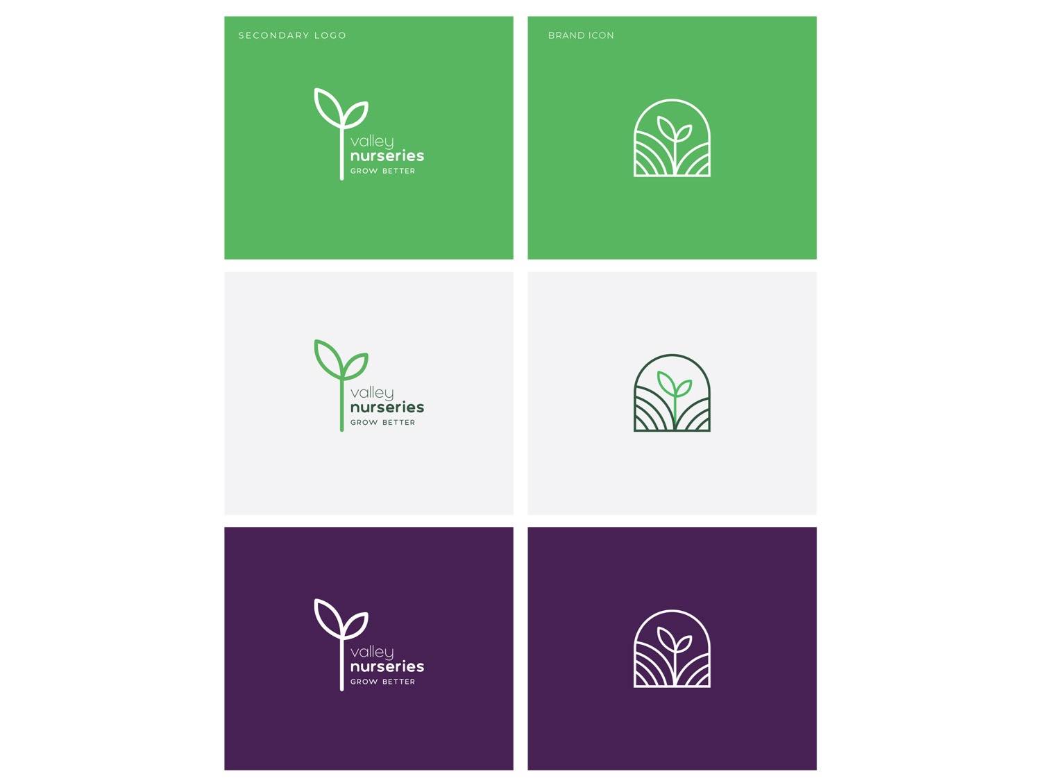 brand variations for valley nurseries logo by envy web and design