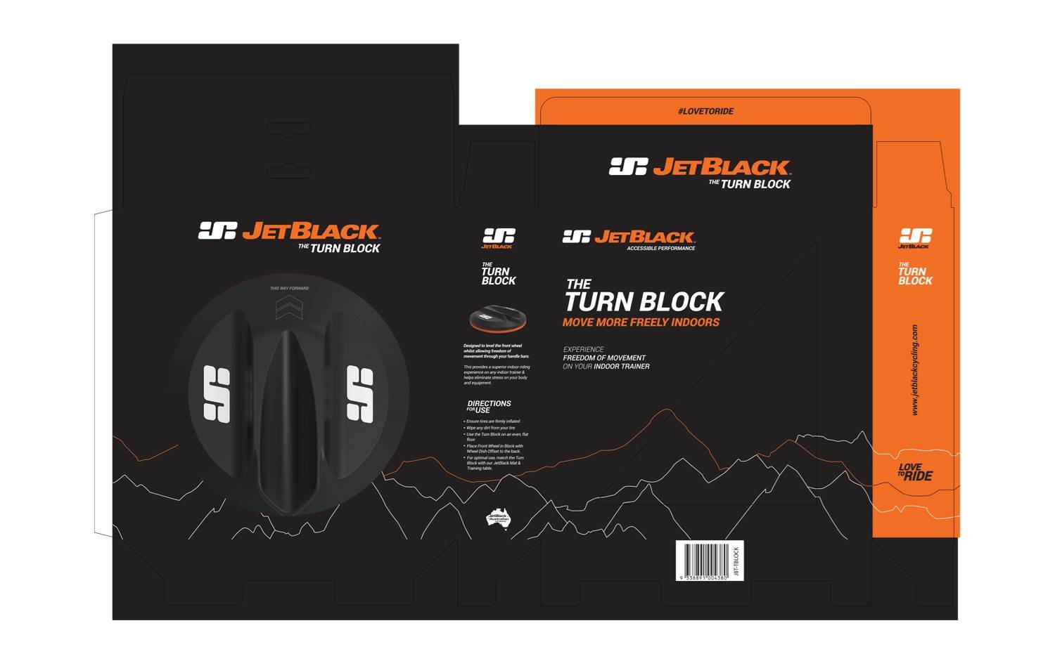 JetBlack Cycling Turn Block Box Dieline