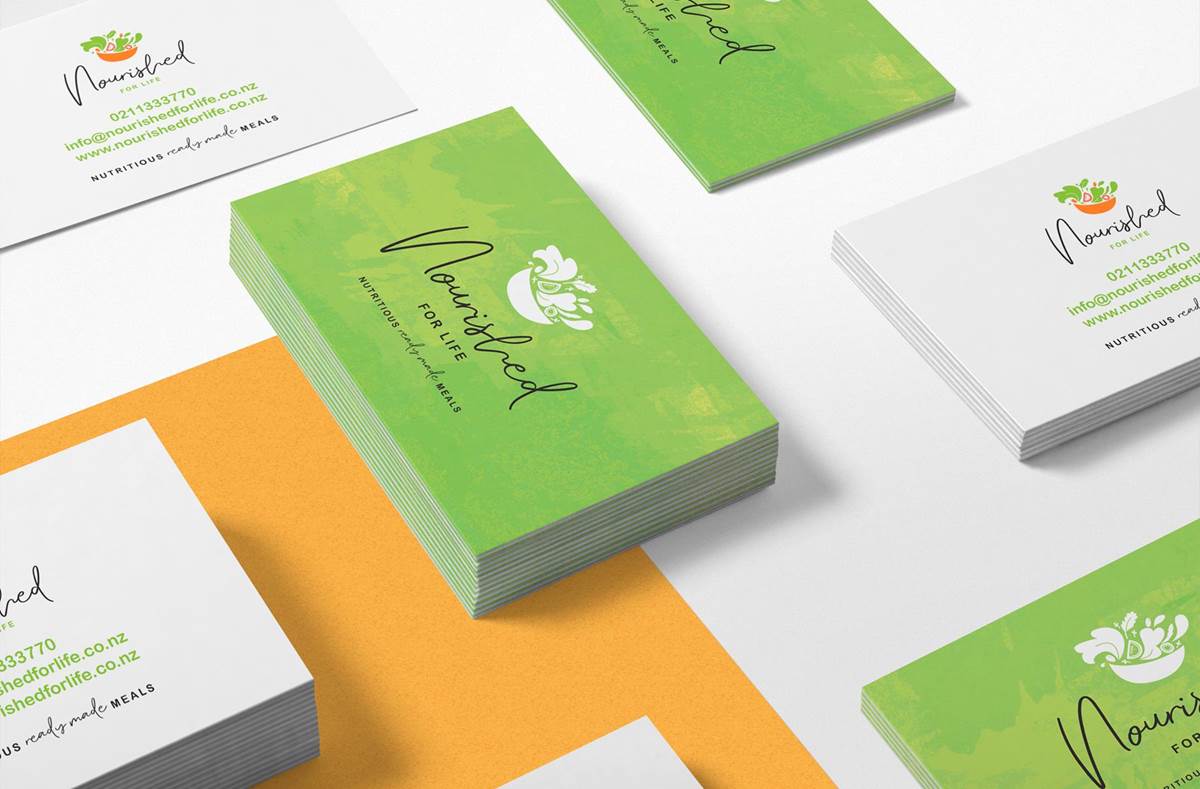 Nourished For Life Business Card Design Wanaka Graphic Designer