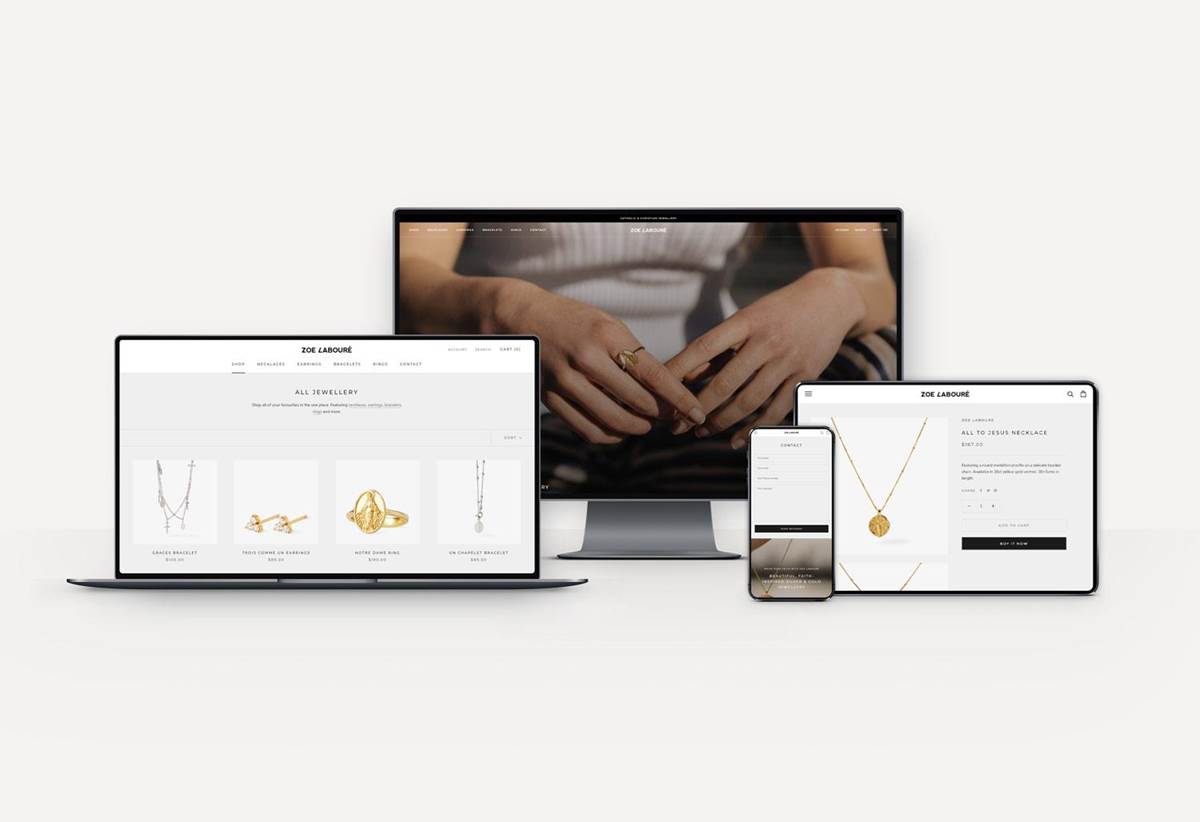 Zoe Laboure Jewellery E Commerce Web Design Rotorua