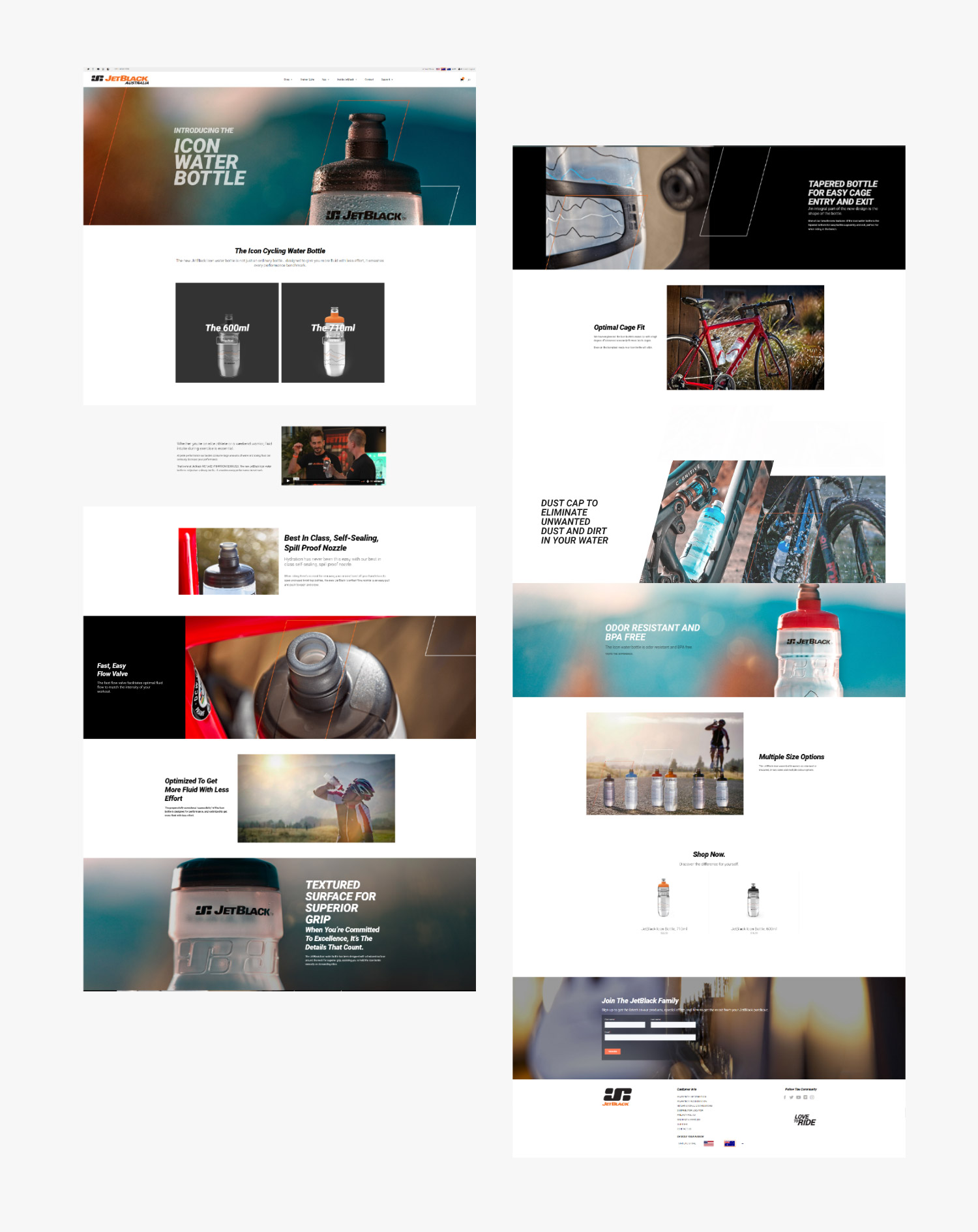 Jetblack Water Bottle Design Online Promotional Page Website Design Aus