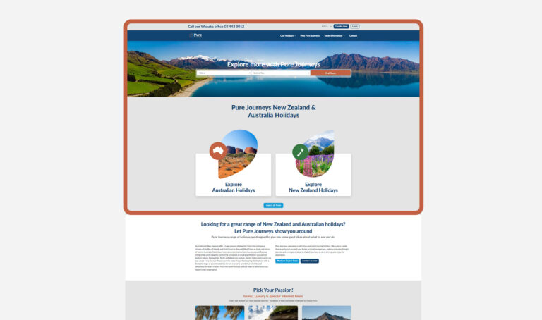 Pure Journeys Website Design Wanaka Ui Design Nz Envy Web And Design