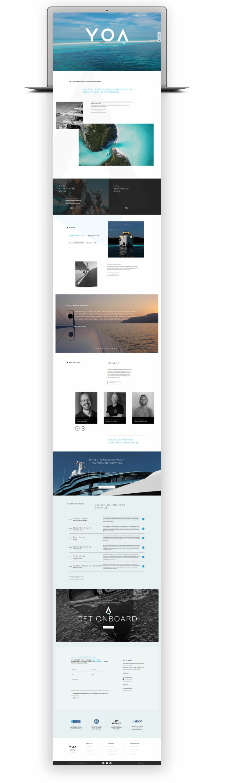 Yoa Superyacht Recruitment Homepage Design Wanaka Web Design