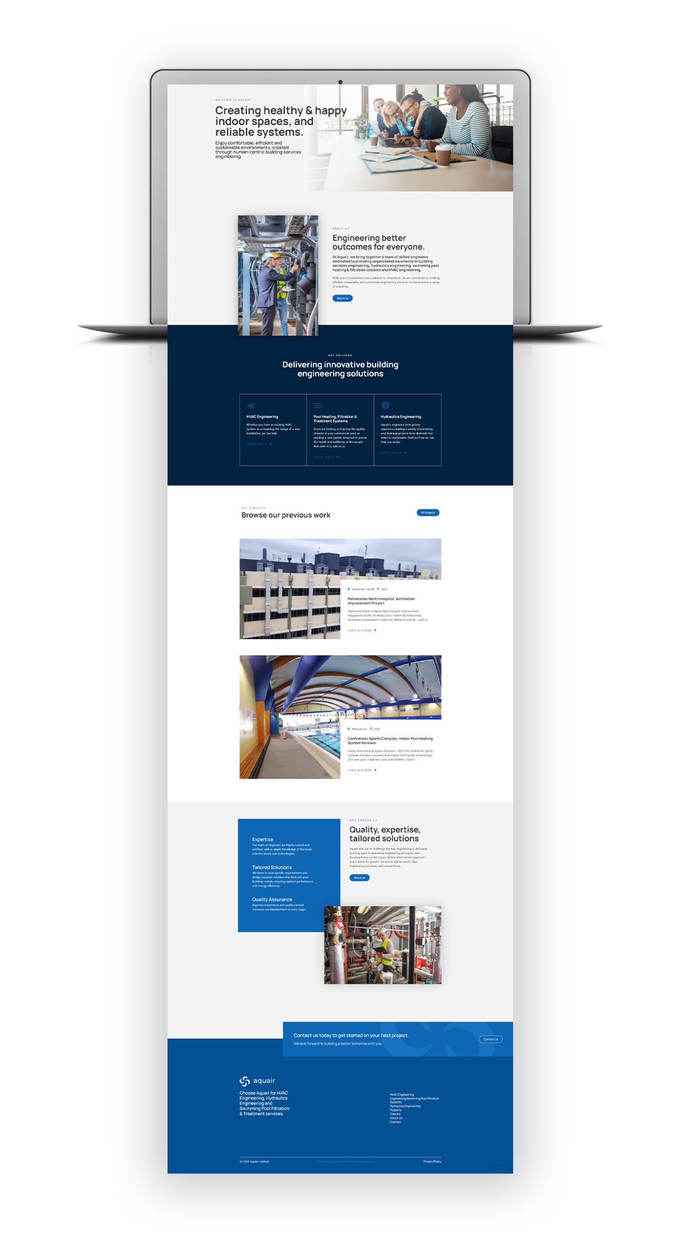 Aquair Web Design Hawkes Bay Professional Heating Ventilation Air Conditional And Cooling Engineering Services Website Envy Web Design