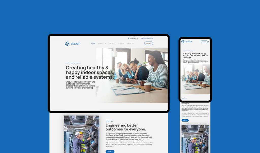 Aquair Website Design Hawkes Bay Professional Hvac Engineering Services Website Envy Website Design