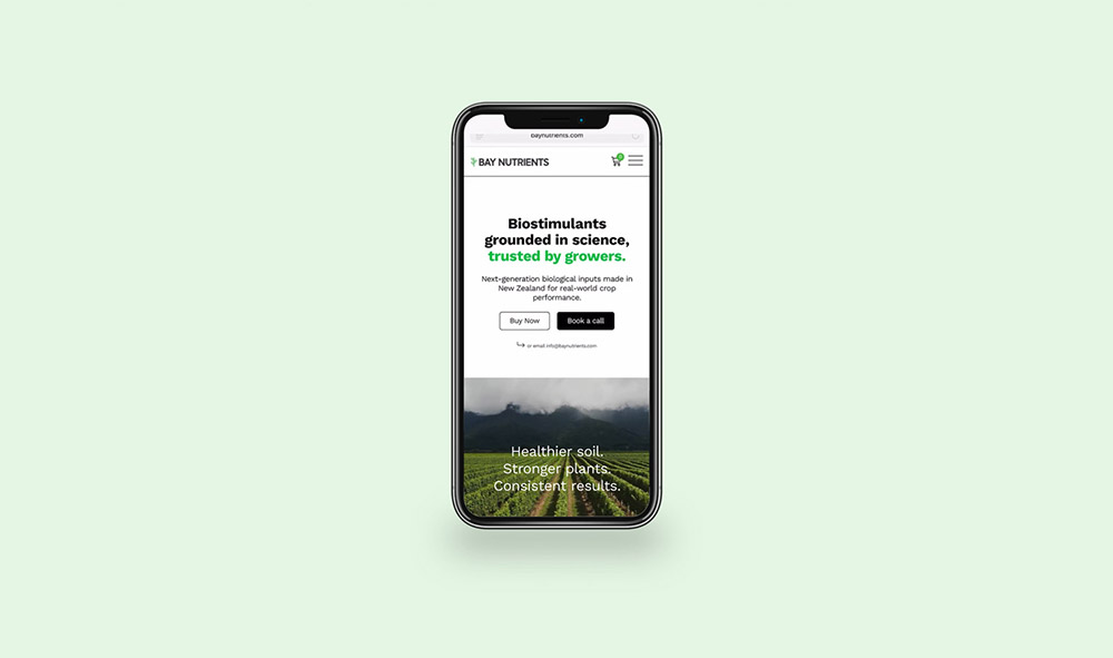 Bay Nutrients Website Homepage Tauranga Web Design Envy Website Design New Zealand
