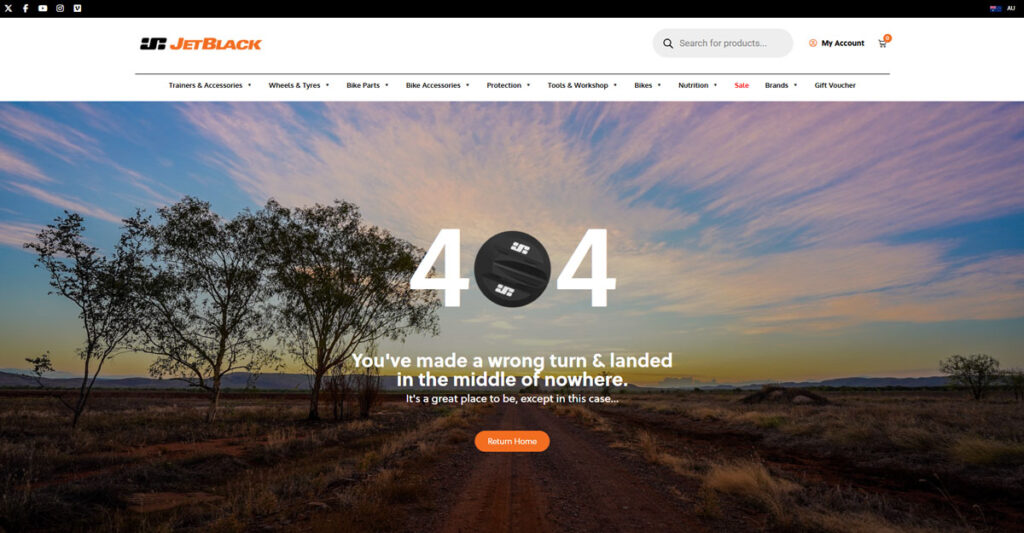 404 Page Design On Brand Www.jetblackcyling.com.au